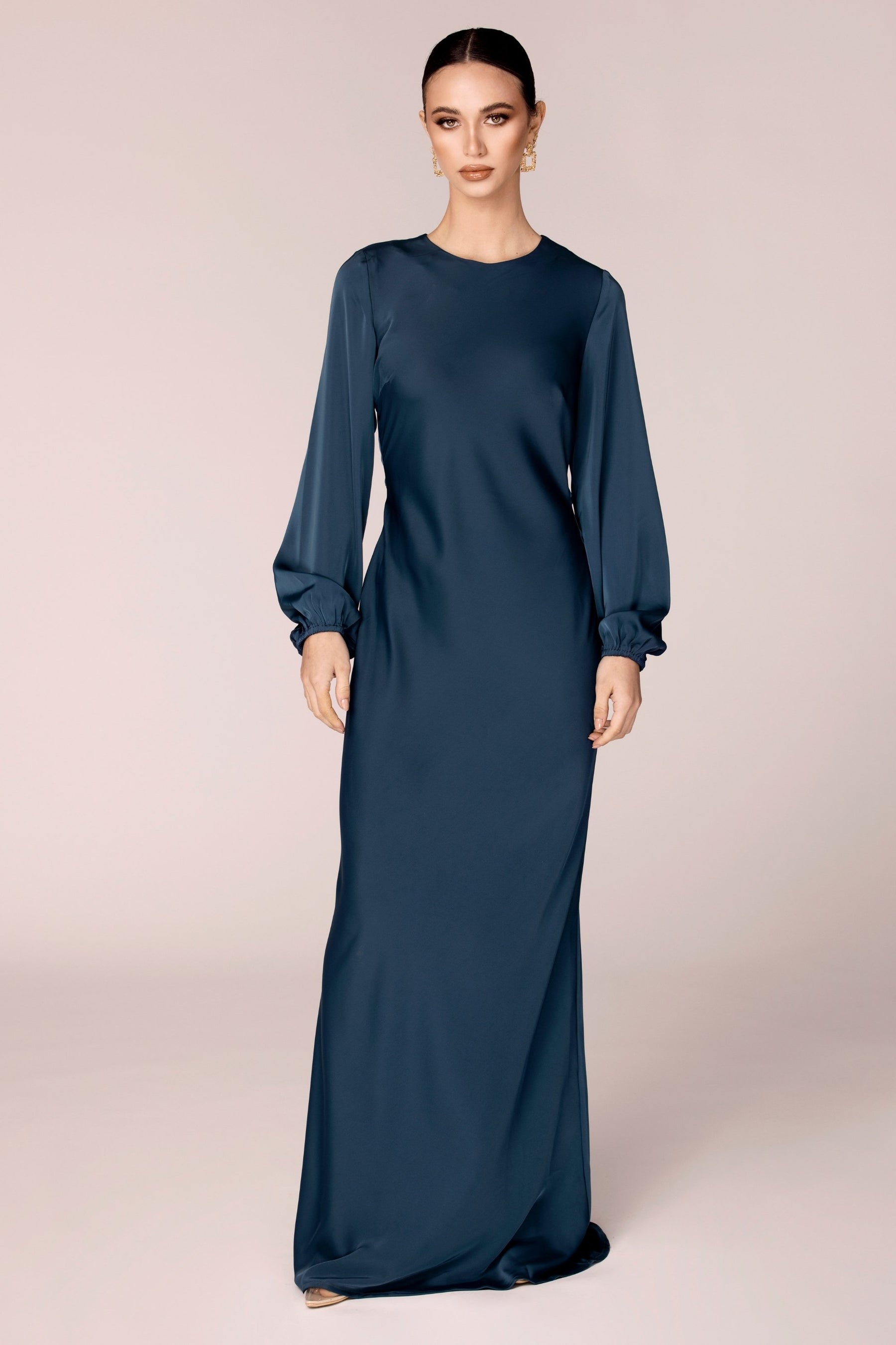 Kamila Satin Maxi Dress - Midnight Teal